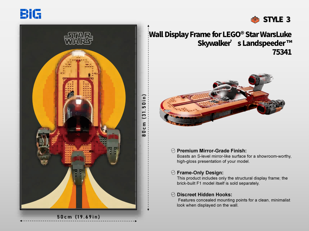 LEGO Wall Display Frame for Star Wars Luke Skywalker`s Land speeder (75341)
