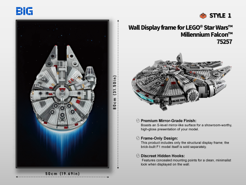 LEGO Wall Display Frame for Star Wars Millennium Falcon (75257)