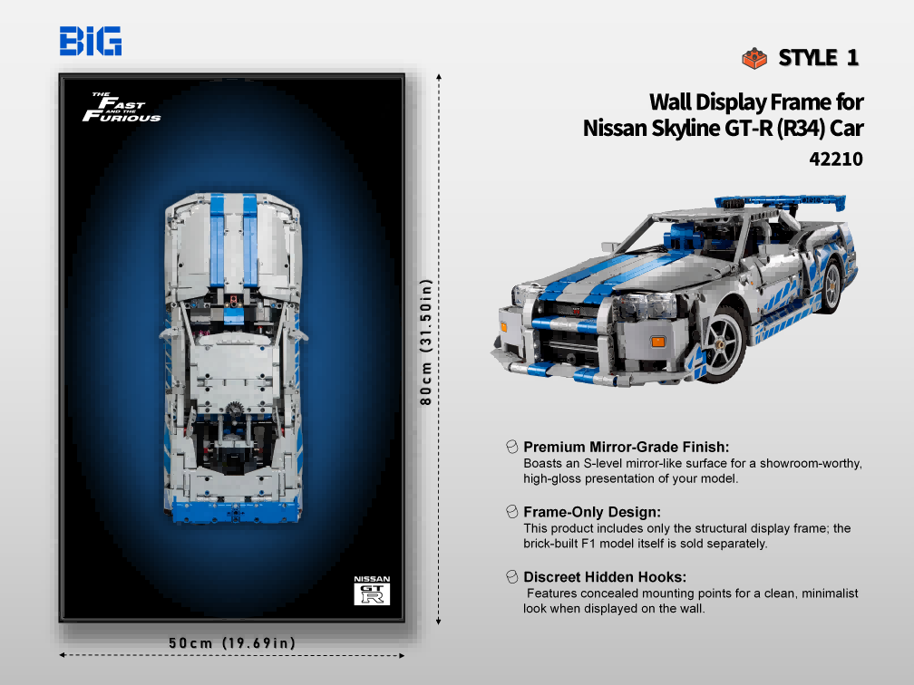 LEGO Wall Display Frame for Nissan Skyline GT-R (R34) Car (42210)