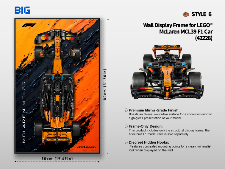 Wall Display Frame for LEGO® McLaren MCL39 F1 Car (42228)