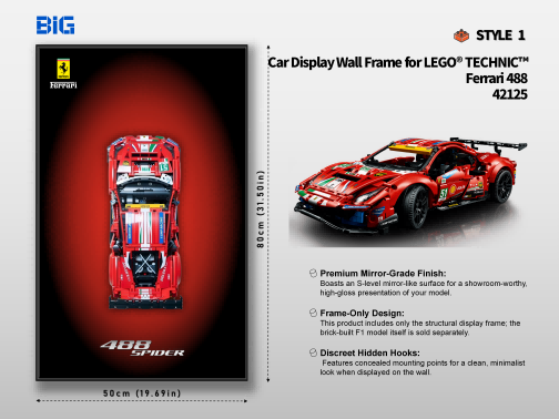 LEGO Wall Display Frame for Ferrari 488 (42125)