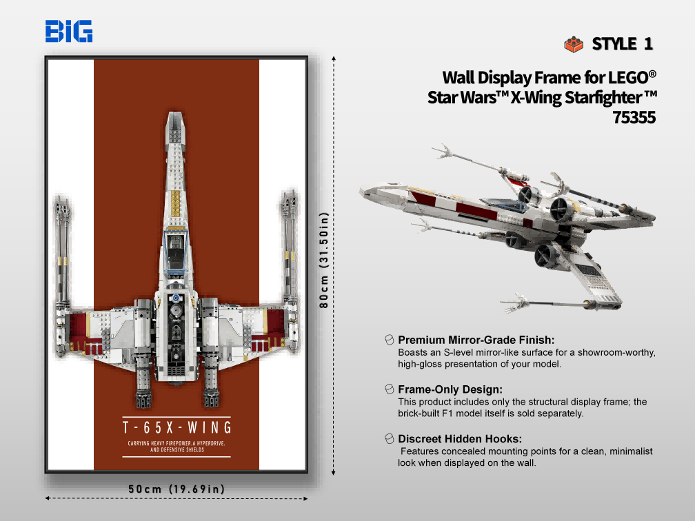 LEGO Wall Display Frame for Star Wars X-Wing Starfighter (75355)