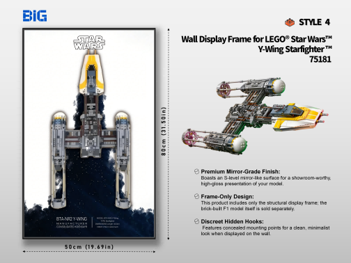 LEGO Wall Display Frame for Star Wars Y-Wing Starfighter (75181)