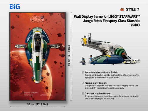 LEGO Wall Display Frame for Star Wars Jango Fett`s Firespray-Class Starship (75409)