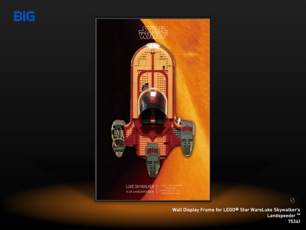 LEGO Wall Display Frame for Star Wars Luke Skywalker`s Land speeder (75341)
