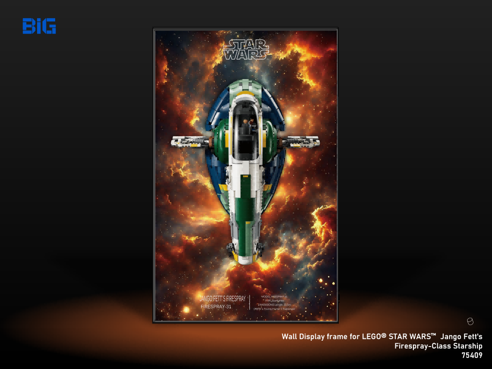 LEGO Wall Display Frame for Star Wars Jango Fett`s Firespray-Class Starship (75409)