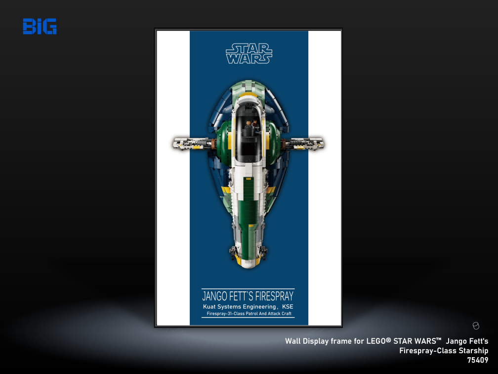 LEGO Wall Display Frame for Star Wars Jango Fett`s Firespray-Class Starship (75409)
