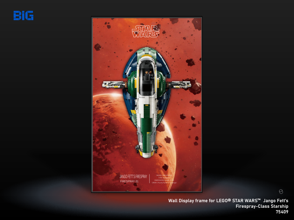 LEGO Wall Display Frame for Star Wars Jango Fett`s Firespray-Class Starship (75409)
