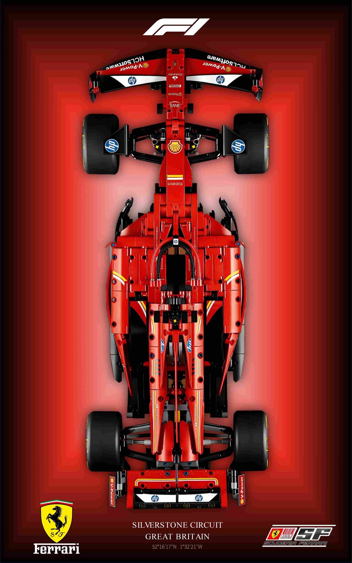 LEGO Wall-Mounted Display Frame for Ferrari F1 SF-24(42207)