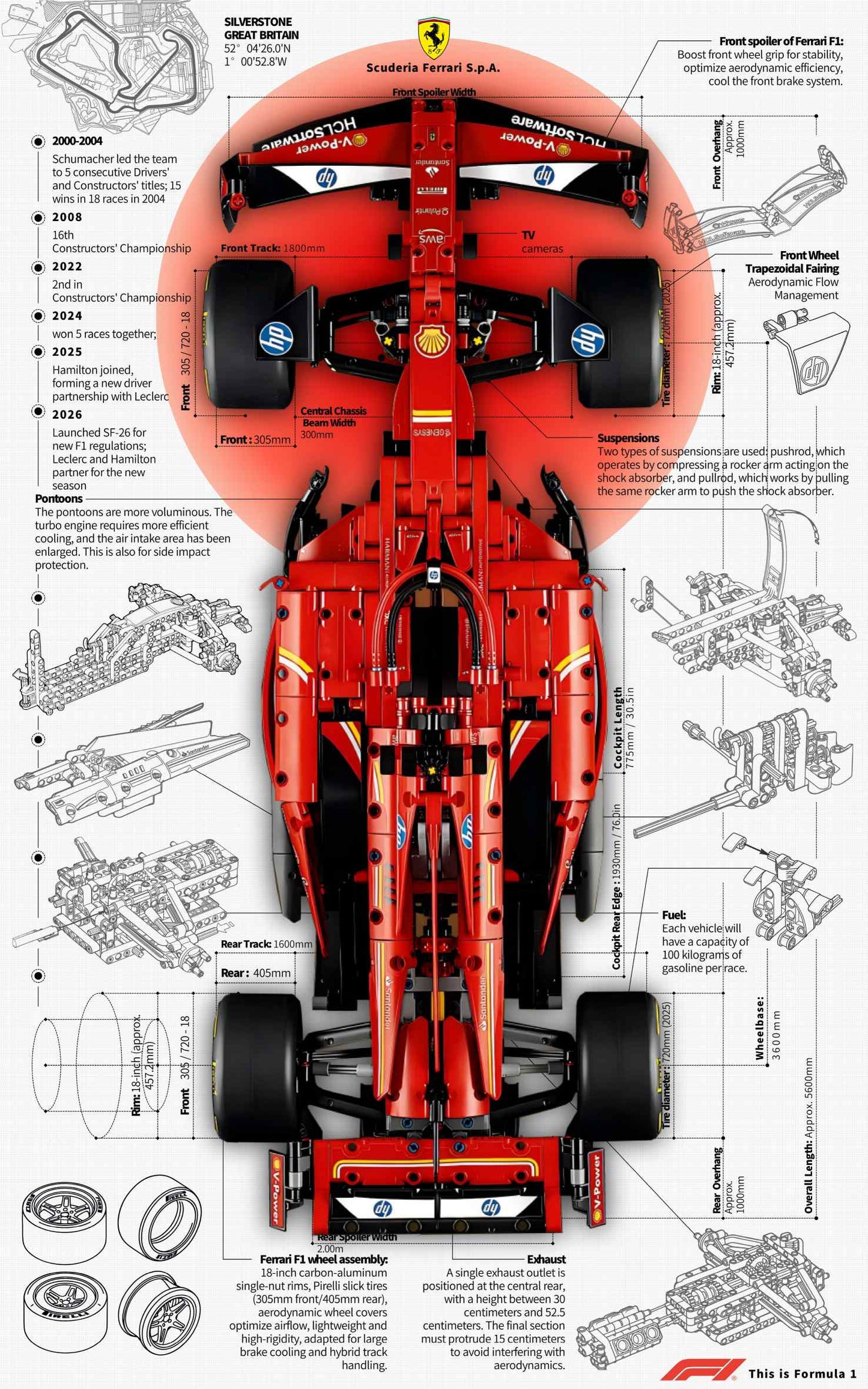 LEGO Wall-Mounted Display Frame for Ferrari F1 SF-24(42207)