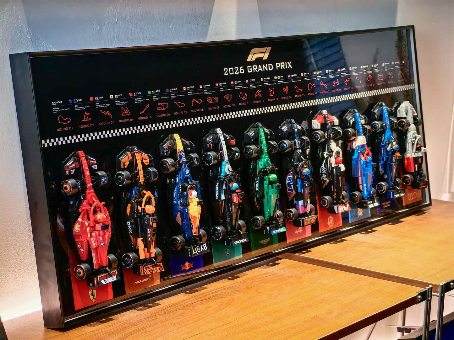 Wall Display Frame for LEGO® 10 x F1 Speed Champions F1 Cars